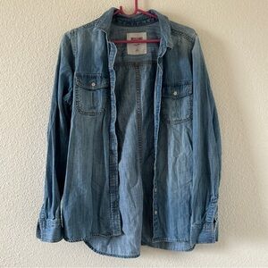 Massimo Western Country Barn Cottagecore Chambray Button Up Women’s Large Blue